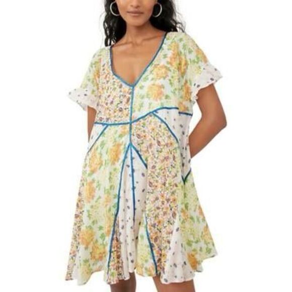 free people wildflower patchwork mini dress Free People wildflower patchwork mini dress in multi